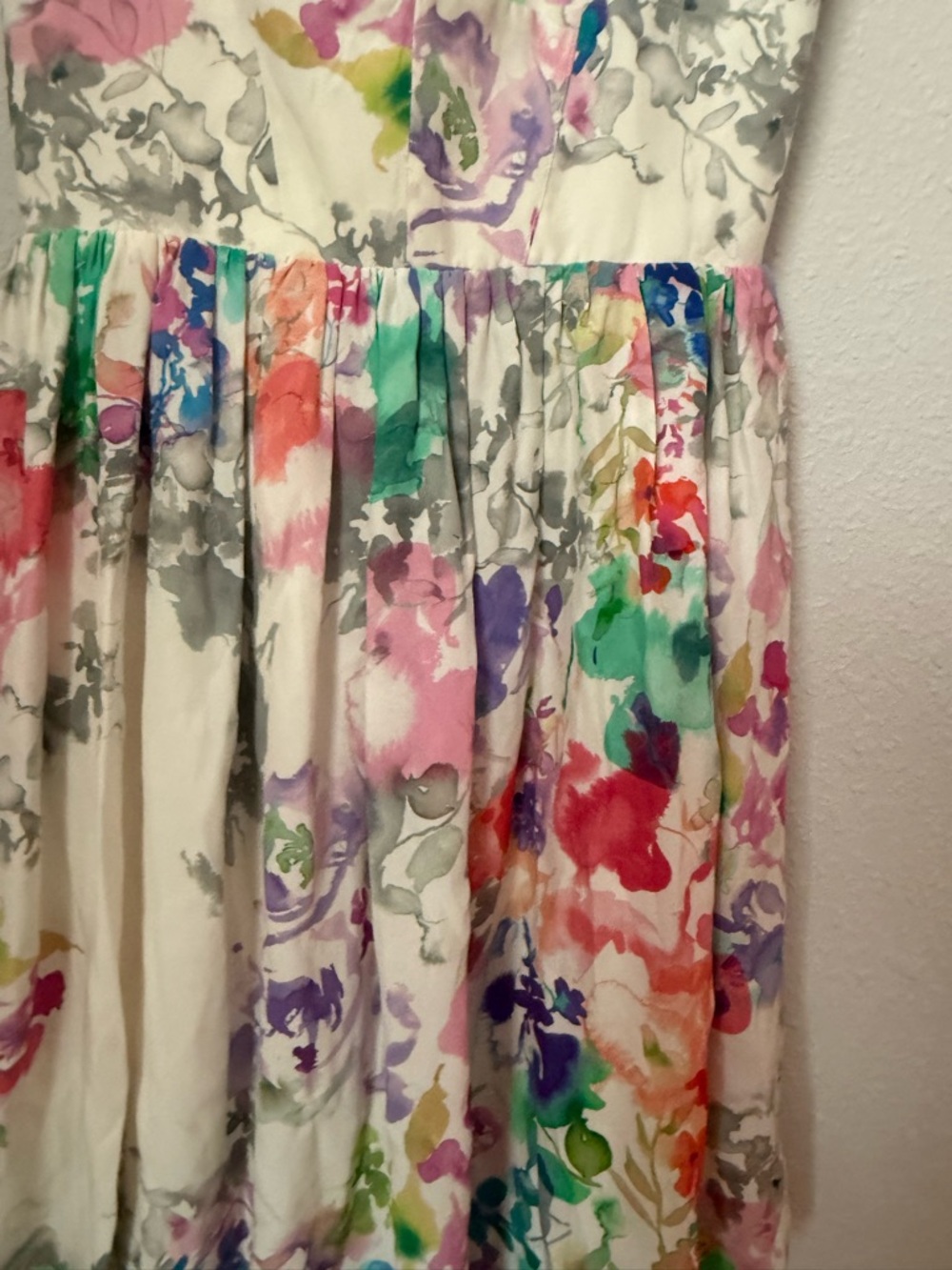 Amanda Uprichard Silk Cream Floral Watercolor Slip Dress - Picture 2 of 5